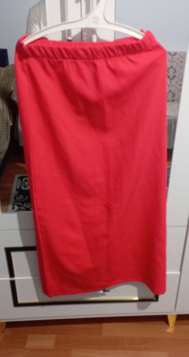 Kırmızı Drapeli Uzun Kadın Etek - Görsel 2