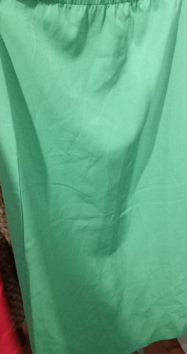 Drapeli Parlak Yeşil Kadın Uzun Etek - Görsel 2