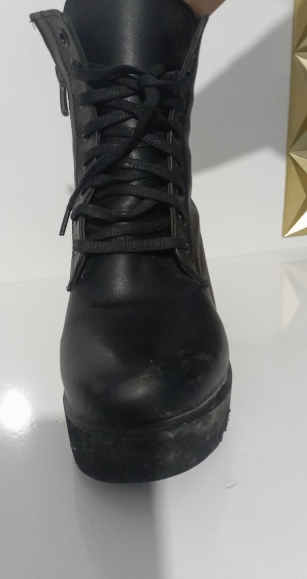 Siyah Deri Platform Topuklu Gotik Bot - Görsel 2