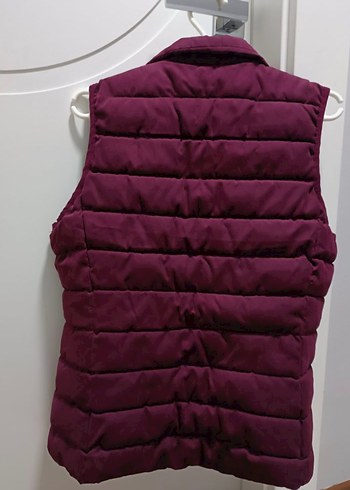 Bordo Yüksek Yakalı Fermuarlı Kadın Yelek - Görsel 3