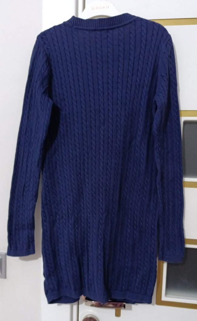 Kadın Lacivert Triko Uzun Hırka - Görsel 2