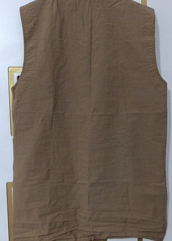 Kahverengi Keten Fermuarlı paraşüt Kadın Yelek - Görsel 3