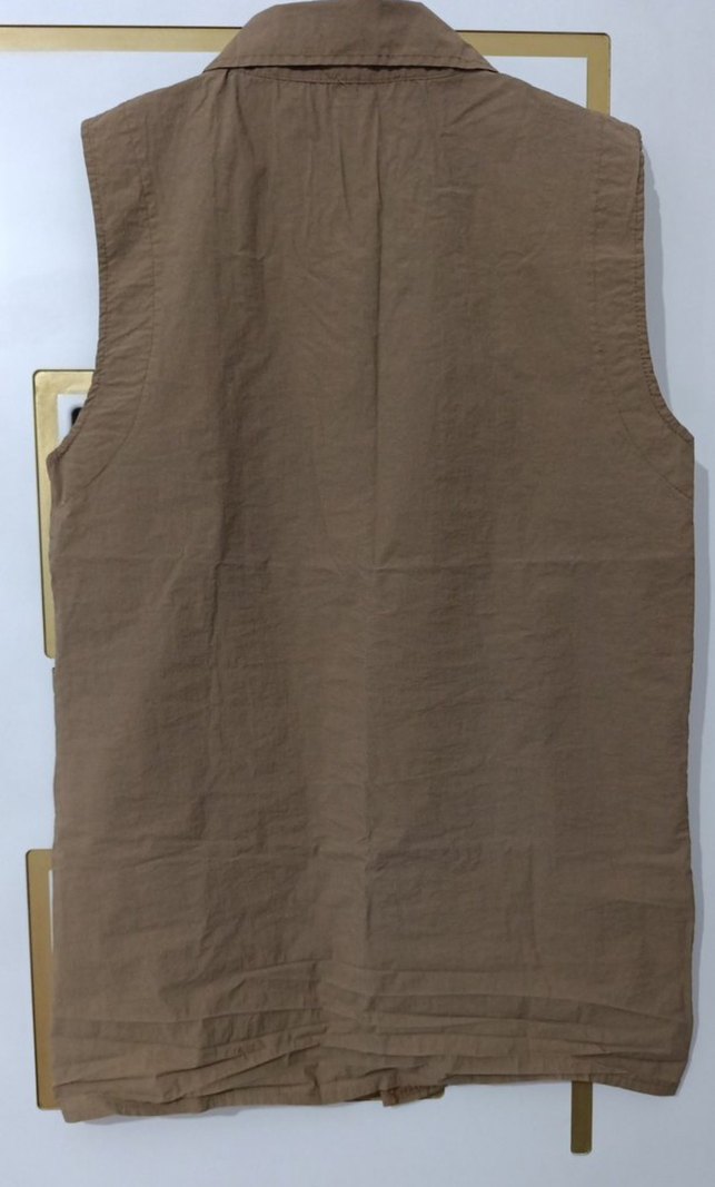 Kahverengi Keten Fermuarlı paraşüt Kadın Yelek - Görsel 3