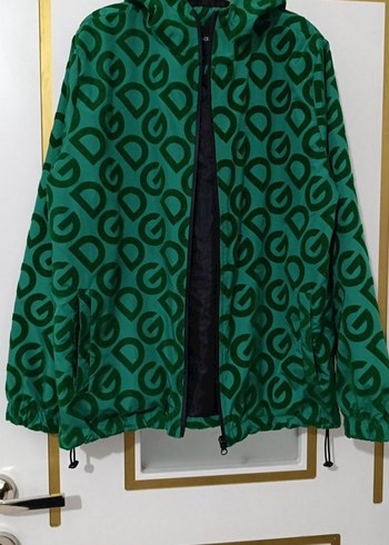 Yeşil Baskılı Fermuarlı Erkek Yağmurluk - Görsel 3