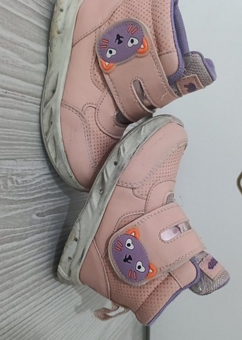 Kız Çocuk Pembe Yılan Desenli Cırt Cırtlı bot Spor Ayakkabı - Görsel 2