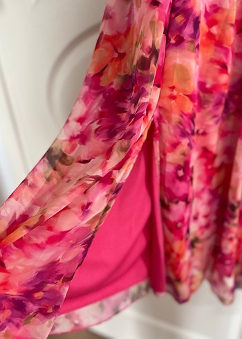 Pembe Desenli Uzun Askılı Bohem Elbise - Görsel 3