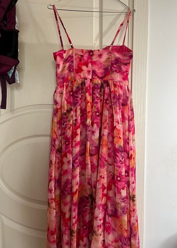 Pembe Desenli Uzun Askılı Bohem Elbise - Görsel 2