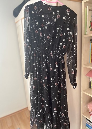 Düğmeli Siyah  Uzun Elbise - Görsel 2