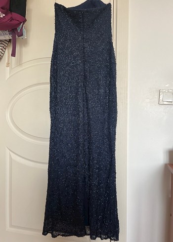 Lacivert Uzun Straplez pullu Abiye Elbise - Görsel 2