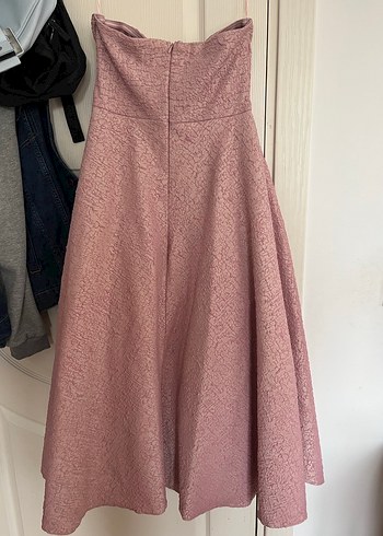 Pembe Straplez Uzun Elbise - Görsel 2