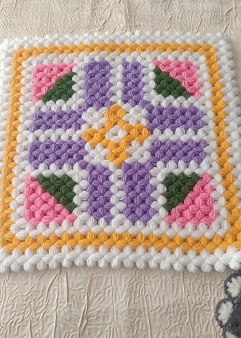 Altı yapraklı örgü çiçek motifli lif - Görsel 3