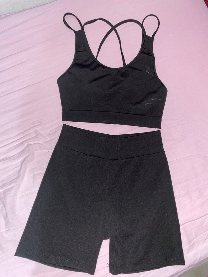 Siyah İnce Askılı Spor Büstiyer takım - Görsel 4