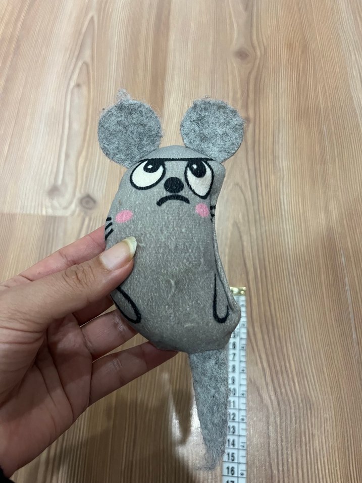 Gri Peluş Fare Kedi Oyuncağı - Görsel 2