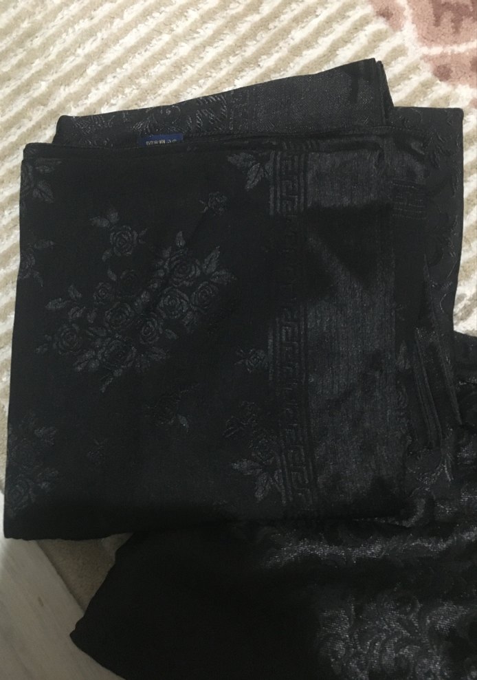 Kadın Siyah Saten Desenli Şal 4 tane - Görsel 3
