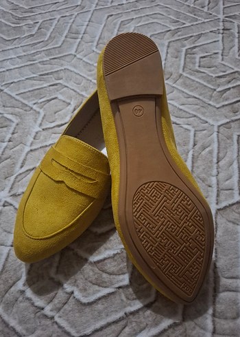 Sarı Süet Kadın Günlük Topuklu Babet - Görsel 3