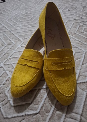 Sarı Süet Kadın Günlük Topuklu Babet - Görsel 2