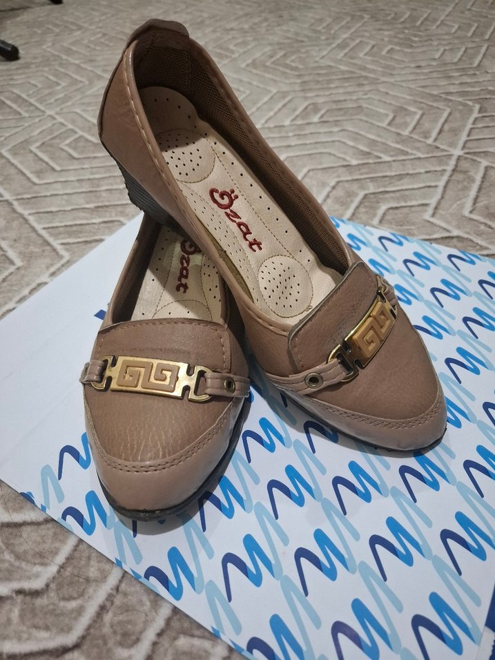 Bej Tokalı Topuklu Kadın Babet - Görsel 3