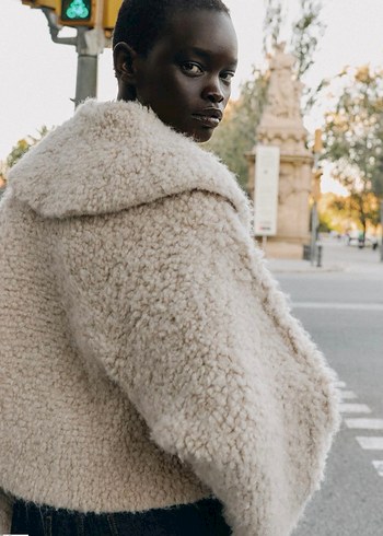 Zara boucle örgü ceket - Görsel 3