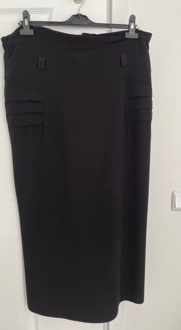 Kadın Siyah Uzun  Ofis Eteği - Görsel 2