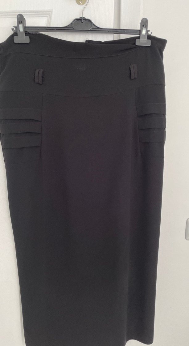 Kadın Siyah Uzun  Ofis Eteği - Görsel 3