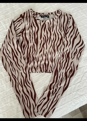 Diğer Zebra Desenli Uzun Kollu Kadın Bluz