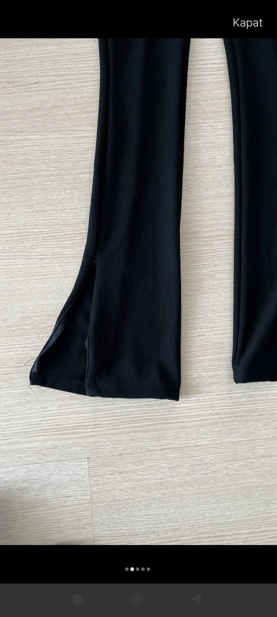 zara fitilli tayt pantolon yırtmaçlı fermuarlı - Görsel 2