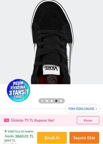 Siyah Beyaz Bağcıklı Spor Ayakkabı - Görsel 10