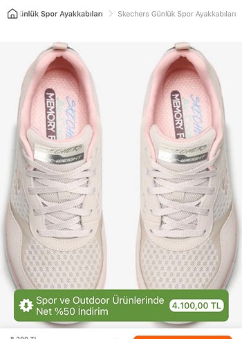 pembe ve Gri Skechers Spor Ayakkabı - Görsel 9