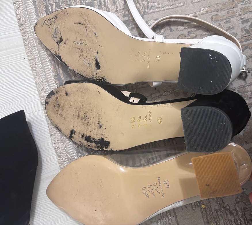 3 adet Klasik Beyaz Tokalı Kadın Topuklu Ayakkabı - Görsel 4