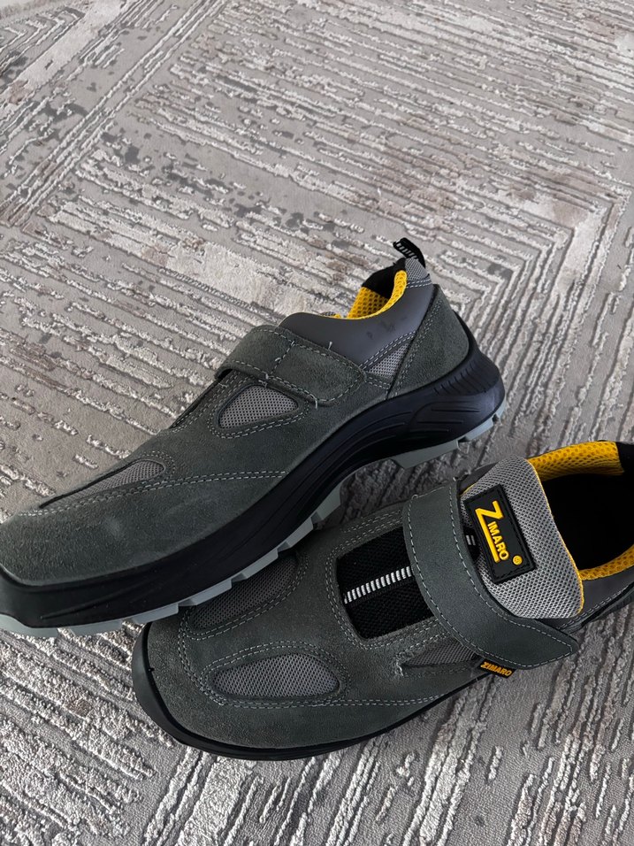 Gri ZMARO demir uçlu iş Ayakkabısı Velcro Bantlı - Görsel 4