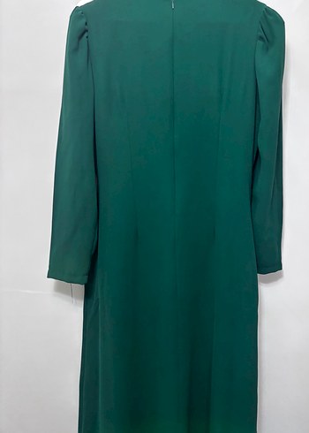 Yeşil Uzun Kollu Drapeli Kadın Abiye Elbise - Görsel 2