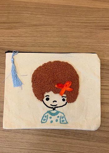 Püsküllü Punch Nakışlı Bej Bohem Kadın Portföy Çanta - Görsel 6