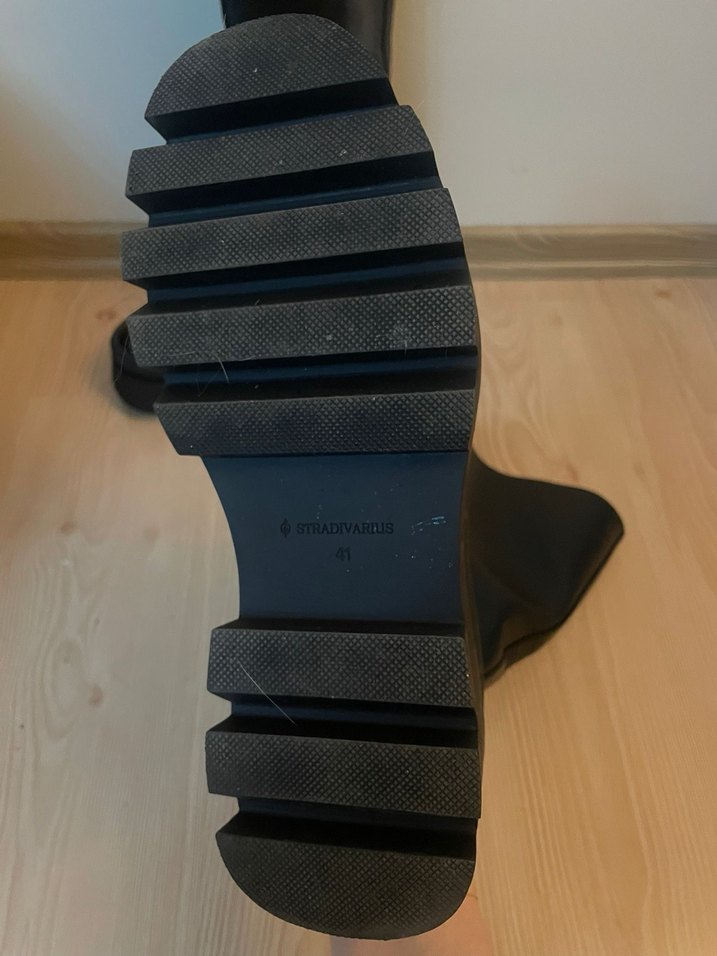 Siyah Deri Platform Topuklu Diz boyu Kadın Çizme - Görsel 5