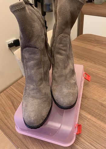 Vizon Süet Stiletto Topuklu Kadın Bot - Görsel 2