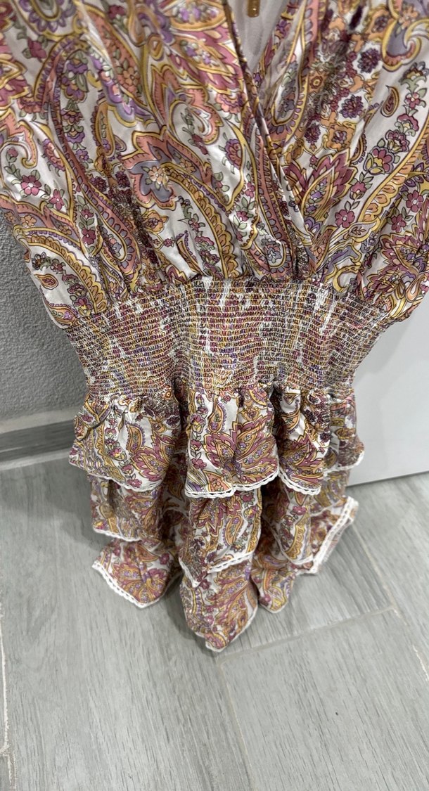 Dantel Detaylı V Yaka Bohem Mini Elbise - Görsel 4