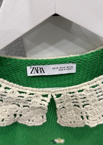 Nakışlı Örgü Yeşil Kadın Kazak - Görsel 2