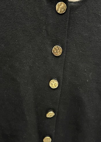 Siyah Süet Düğmeli Kolsuz Mini Yelek - Görsel 3