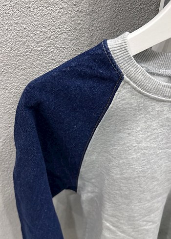 Gri Lacivert Denim Sweatshirt - Görsel 3