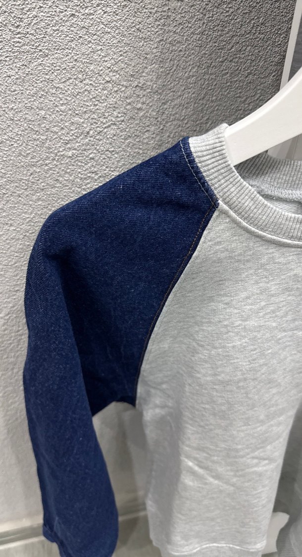 Gri Lacivert Denim Sweatshirt - Görsel 3