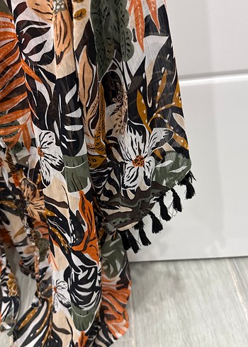 Bohem Desenli Püsküllü Mini Kimono - Görsel 3