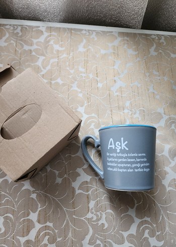 Karaca Gri Ask Temalı Seramik Kupa