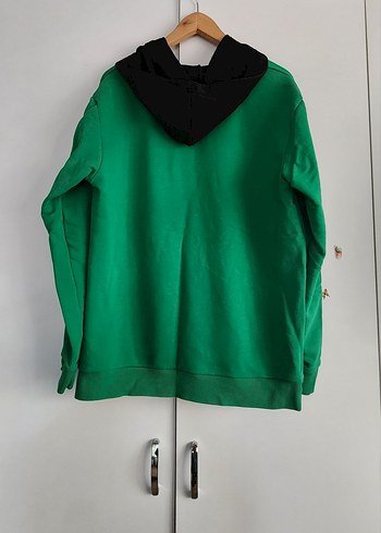 l/xl Beden Ünisex, Yeşil Kapüşonlu Uzun Kollu Sweatshirt