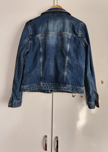 l Beden mavi Renk Düğmeli Nakışlı Mavi Kadın Kot Ceket