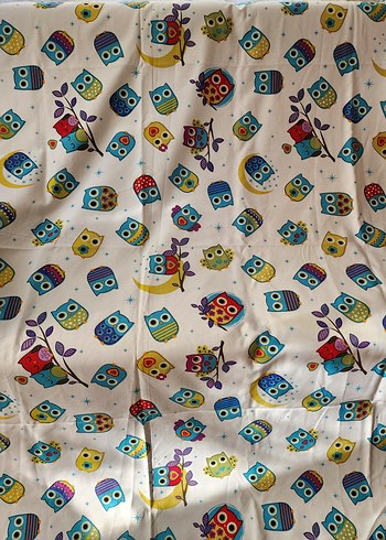 Renkli Baykuş Desenli duck kumaş parça - Görsel 8