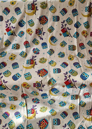 Renkli Baykuş Desenli duck kumaş parça - Görsel 7