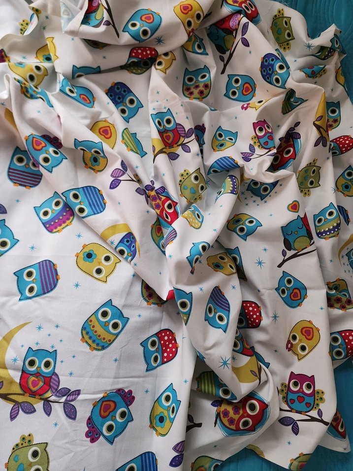 Renkli Baykuş Desenli duck kumaş parça - Görsel 3