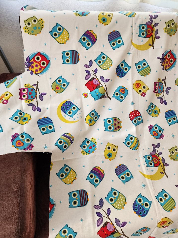 Renkli Baykuş Desenli duck kumaş parça - Görsel 5