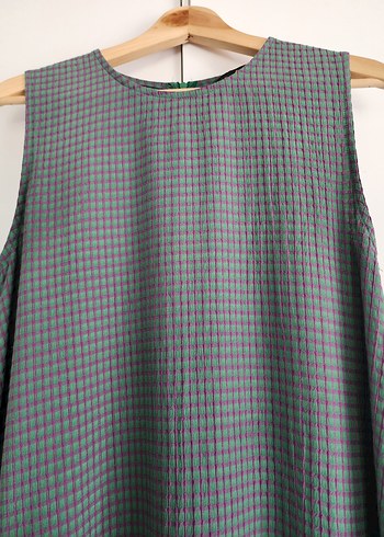 Gri Kareli, kullanışlı yaz Elbisesisi.. - Görsel 5