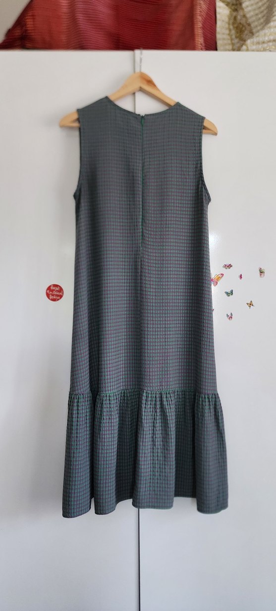 Gri Kareli, kullanışlı yaz Elbisesisi.. - Görsel 4