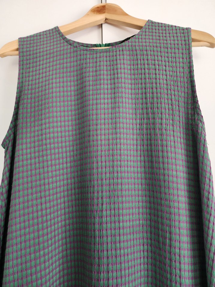 Gri Kareli, kullanışlı yaz Elbisesisi.. - Görsel 5